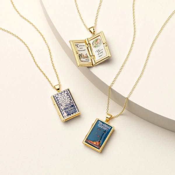 Uncommon Goods image Facebook ad: Literary Women Book Locket Necklace