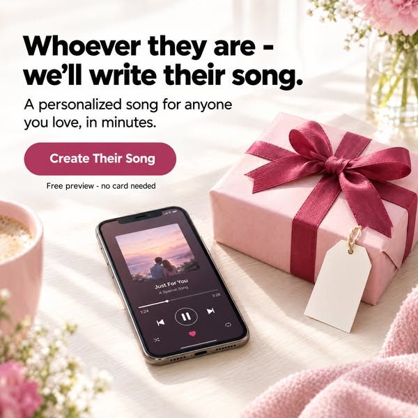 Gift Your Melody image Facebook ad: Whoever They Are, We'll Write Their Song