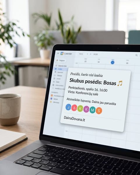 DainaDovana image Facebook ad: Penktadienį, spalio 16 d., kalendoriuje atsiras posėdis, kurio bosas tikrai nesitiki. 📅…