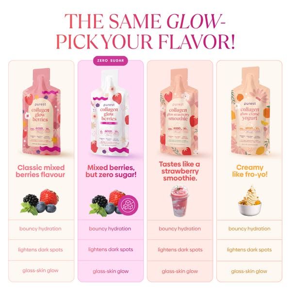 The Purest Co image Facebook ad: The flavour changes. The glow doesn't.💙