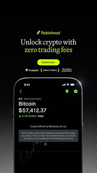 Robinhood image Facebook ad: 24/7 access to 50+ crypto (1 of 2)