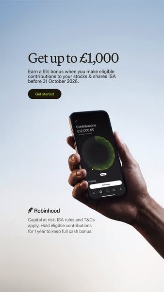Robinhood image Facebook ad: No UK tax on gains (1 of 2)