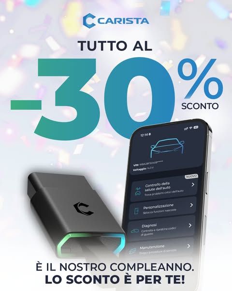 Carista image Facebook ad: 30% di sconto, solo questa settimana