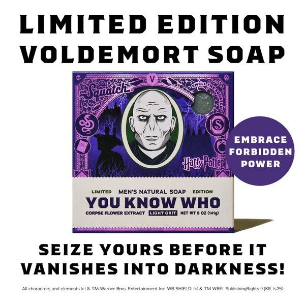 Dr. Squatch image Facebook ad: ⚡ HARRY & VOLDEMORT SOAPS🔮