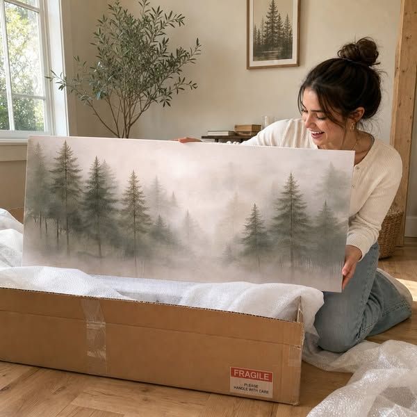 Tailored Canvases - Personalized Gifts image Facebook ad: Soft Fog Forest Wall Art | Made in the USA | Ships Fast