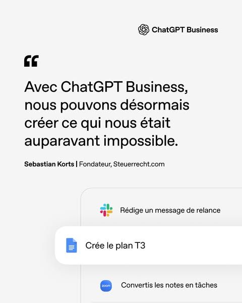 OpenAI image Facebook ad: Essayez ChatGPT Business (3 of 3)