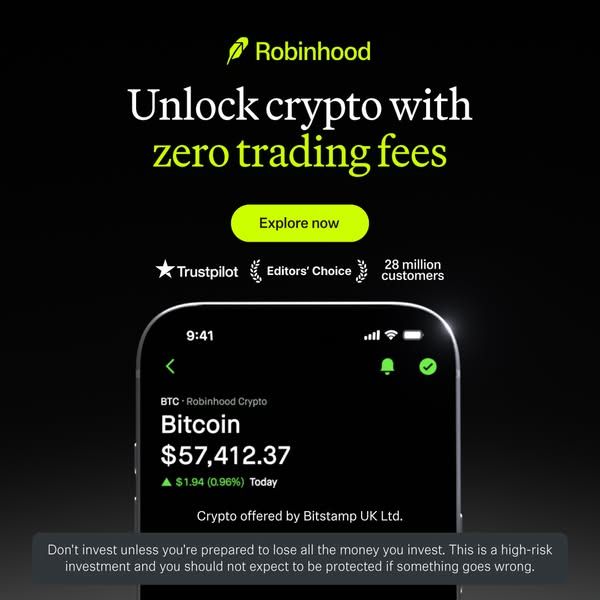 Robinhood image Facebook ad: 24/7 access to 50+ crypto (2 of 2)