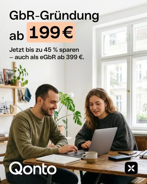 Qonto image Facebook ad: GbR gründen — jetzt bis zu 45 % sparen (3 of 3)