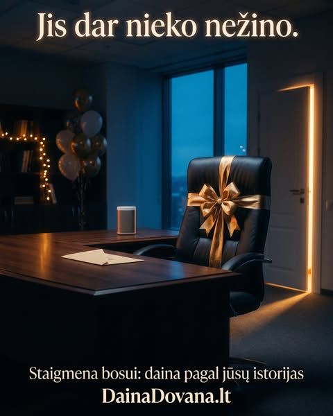 DainaDovana image Facebook ad: Jis dar nieko nežino. O jūs jau žinote, ką jam padovanosite. 🤫 Įsivaizduokite: jis įeina…