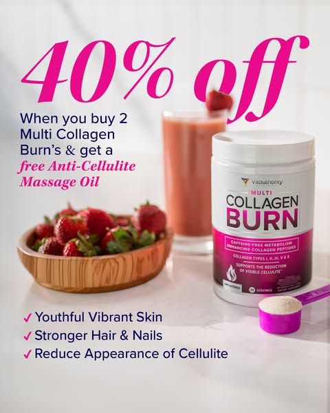 Vitauthority image Facebook ad: Collagen BURN Savings are Live! 60 day guarantee