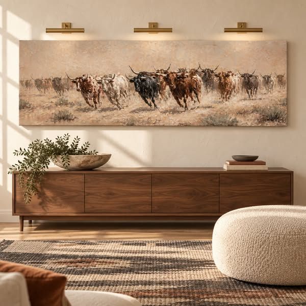 Tailored Canvases - Personalized Art image Facebook ad: Longhorn Dust Trail
