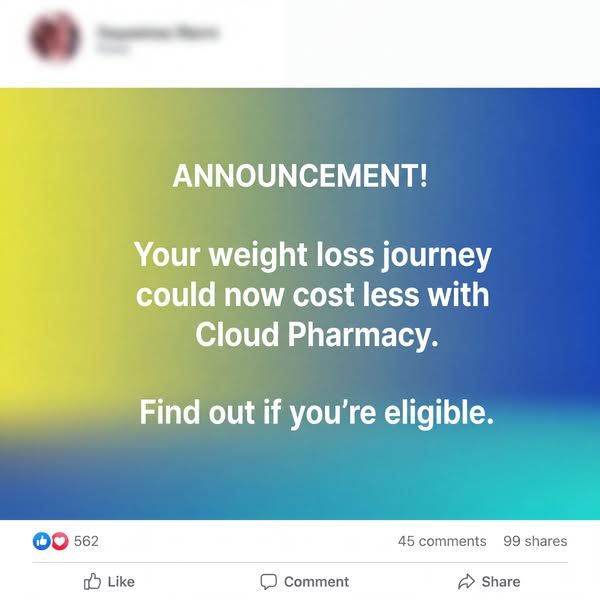 Cloud Pharmacy image Facebook ad: Weight Loss Support You Can Trust (3 of 8)