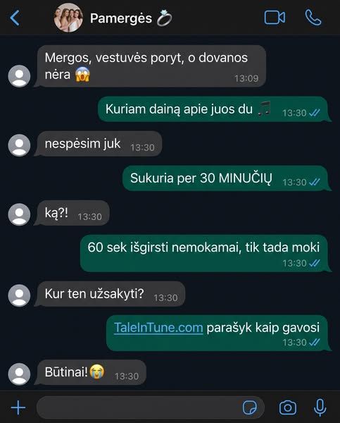 Taleintune image Facebook ad: Vestuvės poryt, o pamergių dovana vis dar tik „ką nors sugalvosim". 💍 Sugalvokite šitą:…