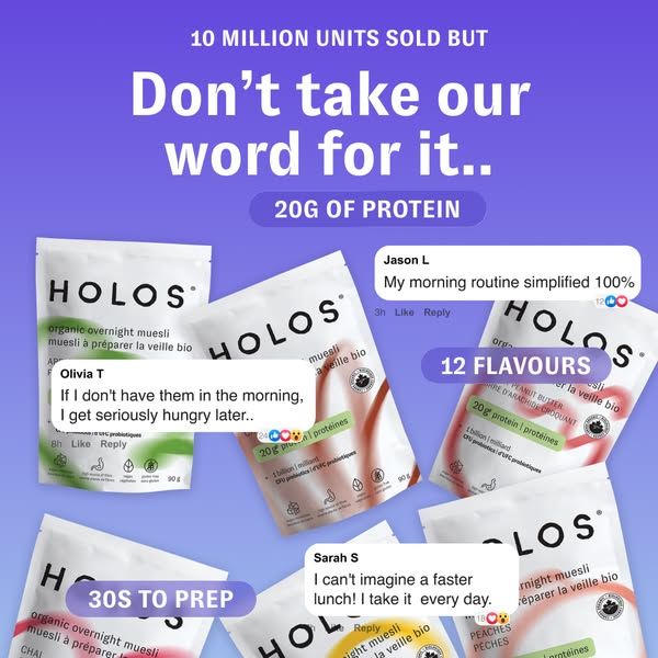 HOLOS image Facebook ad: Protein Overnight Muesli