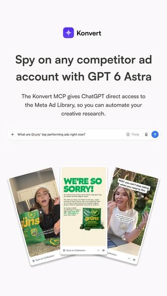 Konvert image Facebook ad: Automate your creative research with GPT 6 Astra