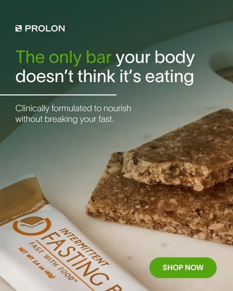 Prolon image Facebook ad: Supercharge your intermittent fasting with Prolon’s Fasting Bars