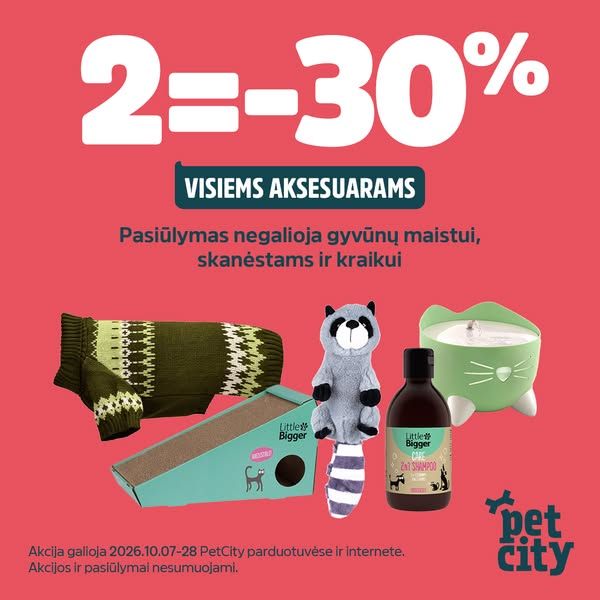 PetCity Lietuva image Facebook ad: 🐾 Aksesuarams 2=-30%