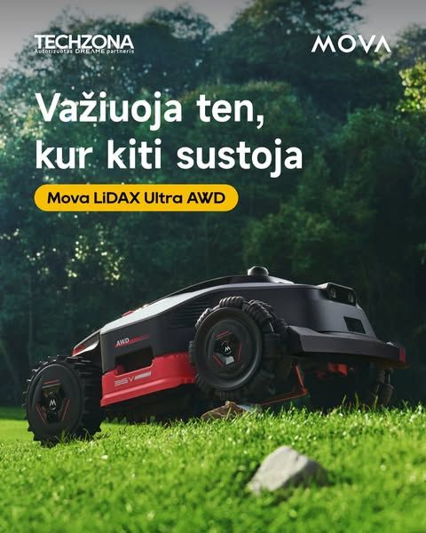 TechZona.lt image Facebook ad: MOVA LiDAX Ultra AWD belaidis vejos robotas - TECHZONA