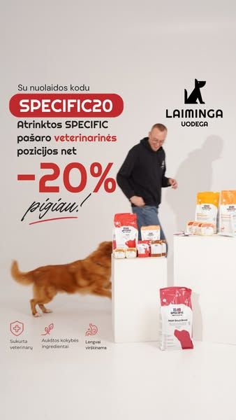 Laiminga uodega - veterinarijos vaistinė I gyvūnų prekės image Facebook ad: Nuolaidos kodas: SPECIFIC20