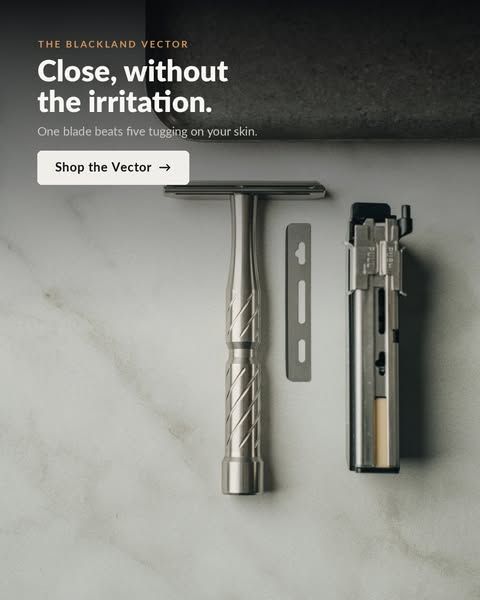 Blackland image Facebook ad: One Razor. One Blade. No Compromises.