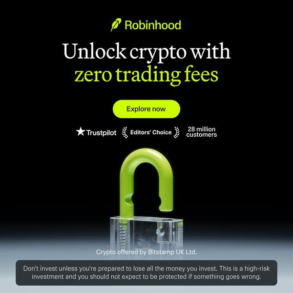Robinhood image Facebook ad: 24/7 access to 50+ crypto (2 of 2)