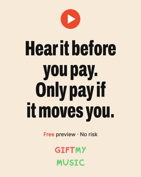 Gift my music image Facebook ad: Hear it first. Pay only if you love it.