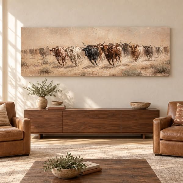 Tailored Canvases - Personalized Art image Facebook ad: Longhorn Dust Trail