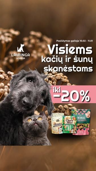 Laiminga uodega - veterinarijos vaistinė I gyvūnų prekės image Facebook ad: Akcija galioja: 10.02-11.01