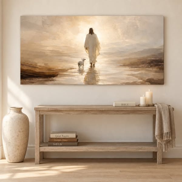 Tailored Canvases image Facebook ad: Jesus Walking With His Sheep | Made in the USA | Ships Fast