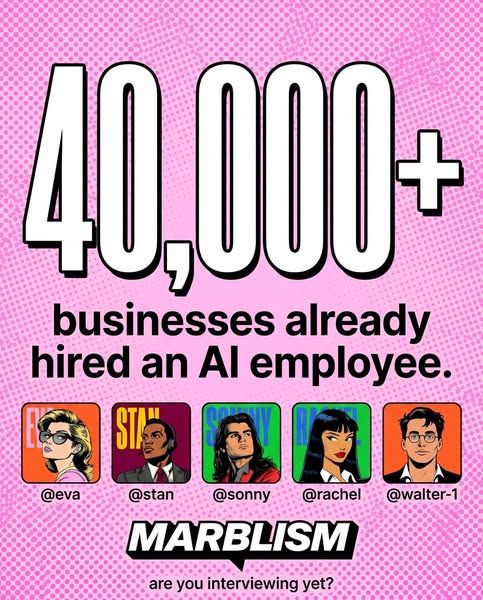Marblism image Facebook ad: Chatbots just answer. AI employees execute.