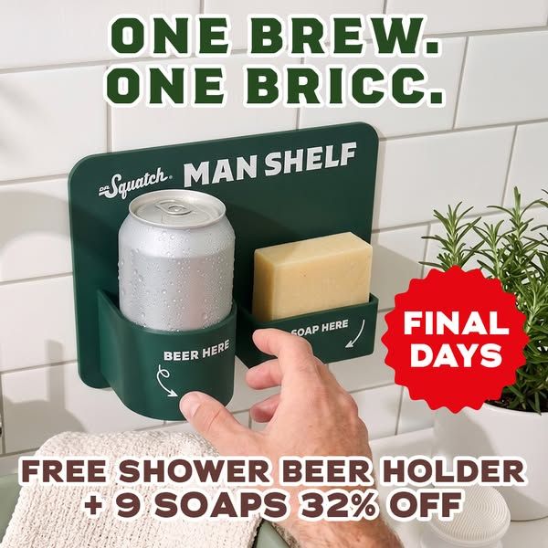 Dr. Squatch image Facebook ad: 🚿 FREE SHOWER BEER HOLDER + 32% OFF