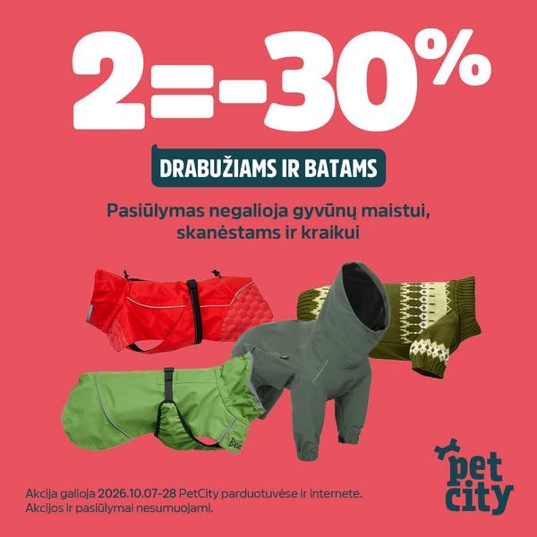 PetCity Lietuva image Facebook ad: 🐾 Drabužiams 2=-30%