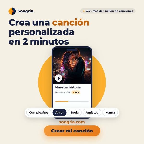 Songria image Facebook ad: Canción de cumpleaños personalizada