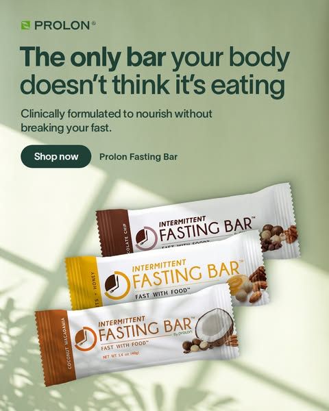 Prolon image Facebook ad: Supercharge your intermittent fasting with Prolon’s Fasting Bars