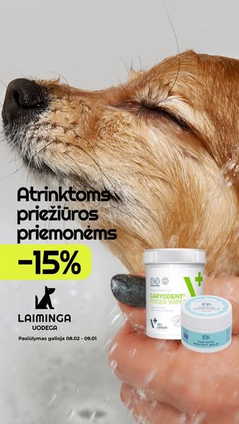 Laiminga uodega - veterinarijos vaistinė I gyvūnų prekės image Facebook ad: -15% nuolaida.