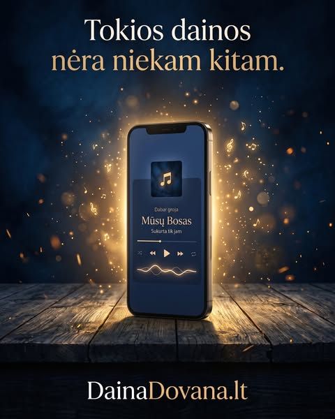 DainaDovana image Facebook ad: Jo grojaraštyje nėra nė vienos dainos apie jį patį. Dar. 🎧 Padovanokite pirmąją: su jo…