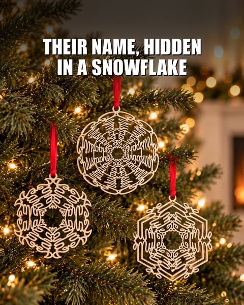 Uncommon Goods image Facebook ad: Your Name in a Snowflake Ornament