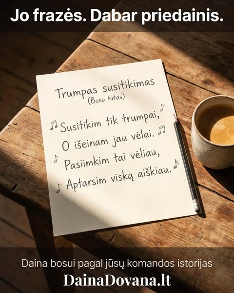 DainaDovana image Facebook ad: „Susitikim tik trumpai, o išeinam jau vėlai." 😅 Kiekvienas bosas turi frazių, kurias visa…