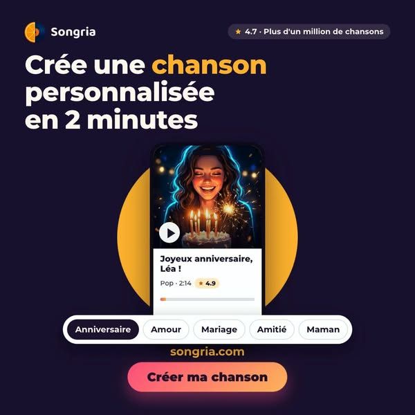 Songria image Facebook ad: Chanson perso d'anniversaire