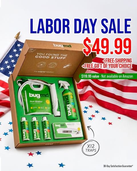 Bug MD image Facebook ad: 🇺🇸 Up to 58% OFF This LABOR DAY 💪 🥳