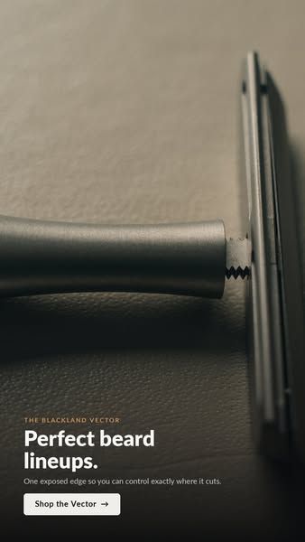 Blackland image Facebook ad: One Razor. One Blade. No Compromises.