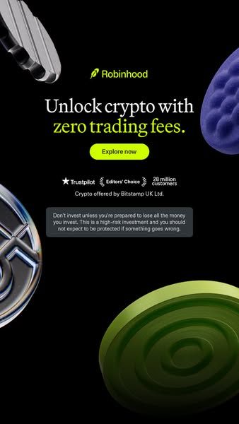 Robinhood image Facebook ad: 24/7 access to 50+ crypto (1 of 2)